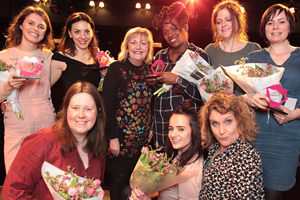 Funny Women Awards 2017. Image shows from L to R: Cam Spence, Naomi Sheldon, Chloe Petts, Lynne Parker, Thanyia Moore, Gabby Killick, Jan Ravens, Susan Riddell, Alex Hardy