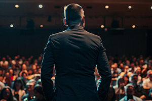 Performer in front of an audience