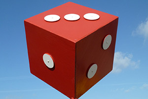 Dice showing sides 1, 2 and 3