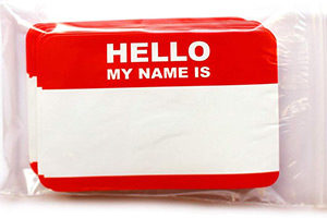 'Hello My Name Is' badge