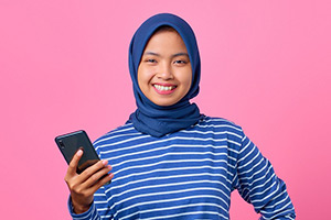 Woman holding a phone