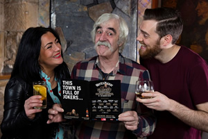 Whyte & Mackay Glasgow International Comedy Festival 2018 launch. Image shows from L to R: Julia Sutherland, Michael Redmond, Chris Forbes. Copyright: Steve Ullathorne