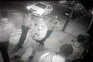 CCTV footage of police arriving at Hot Water Comedy Club