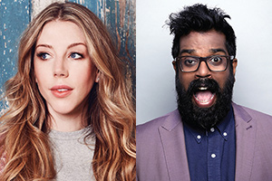 Image shows from L to R: Katherine Ryan, Romesh Ranganathan