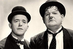 Image shows from L to R: Stan Laurel, Oliver Hardy