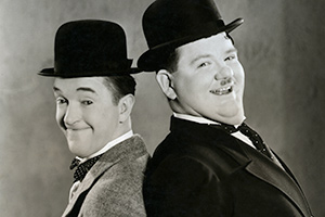 Image shows from L to R: Stan Laurel, Oliver Hardy