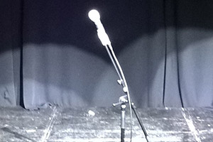 A microphone on a stage. Copyright: Ian Wolf