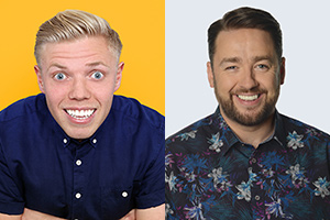 Image shows from L to R: Rob Beckett, Jason Manford