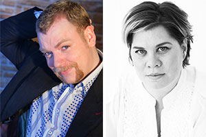 Image shows from L to R: Rufus Hound, Katy Brand