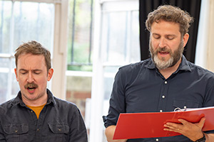 Sherlock Holmes and The Twelve Days of Christmas. Image shows left to right: David Reed, Humphrey Ker. Credit: Ellie Kurttz