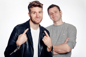 Image shows from L to R: Joel Dommett, Steve Dunne