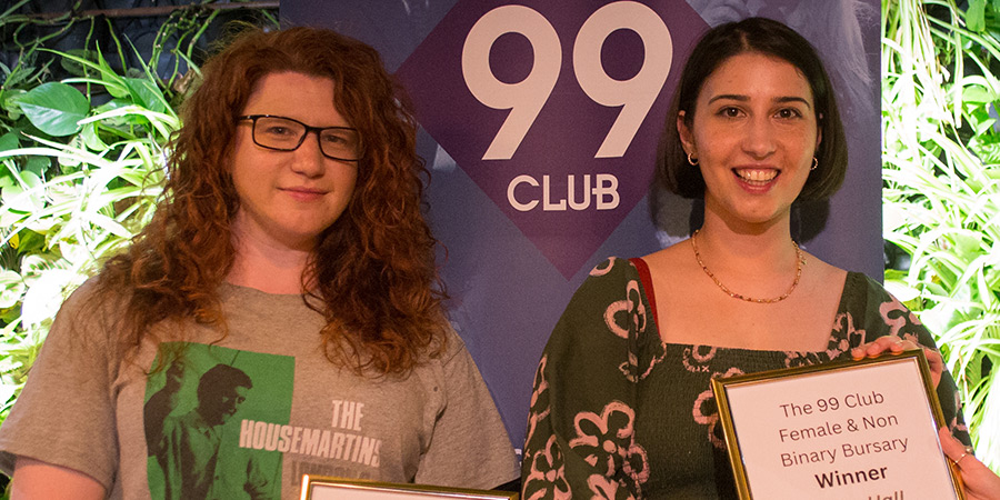 99 Club Bursary Showcase 2023. Image shows left to right: Louise Atkinson, Priya Hall. Credit: Giulia Delprato