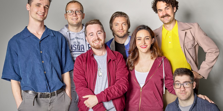 Amused Moose Comedy Award nominees 2019. Image shows from L to R: Archie Henderson, James McNicholas, Stephen Buchanan, Liam Withnail, Janine Harouni, Paul F Taylor, Aaron Simmonds