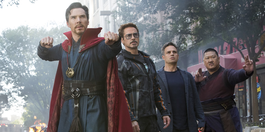 Avengers: Infinity War. Image shows from L to R: Benedict Cumberbatch, Robert Downey Jr., Mark Ruffalo, Benedict Wong