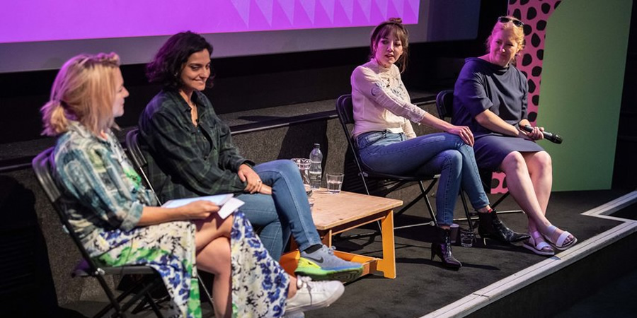 BAFTA Masterclass: Finding the Funny - Guru Live London 2019. Image shows from L to R: Lucie Cave, Nida Manzoor, Diane Morgan, Lucy Lumsden