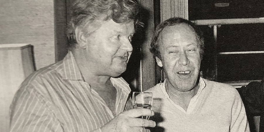 Image shows left to right: Benny Hill, Dennis Kirkland