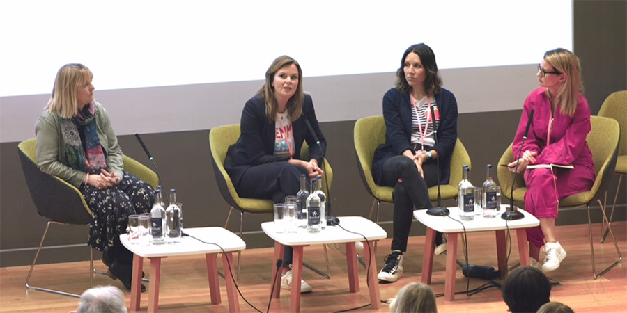 Big Comedy Conference 2023. Image shows left to right: Claire Jones, Clelia Mountford, Michelle Farr-Scott, Anna Morris
