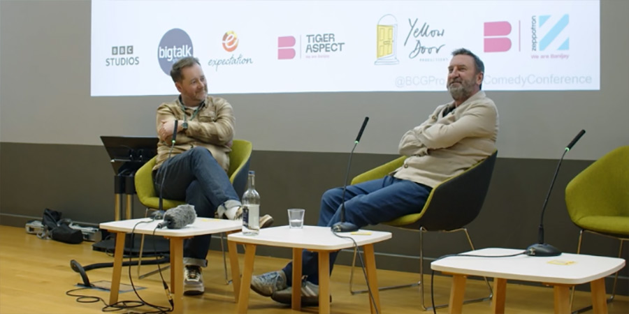 Big Comedy Conference 2024. Image shows left to right: Jason Cook, Lee Mack