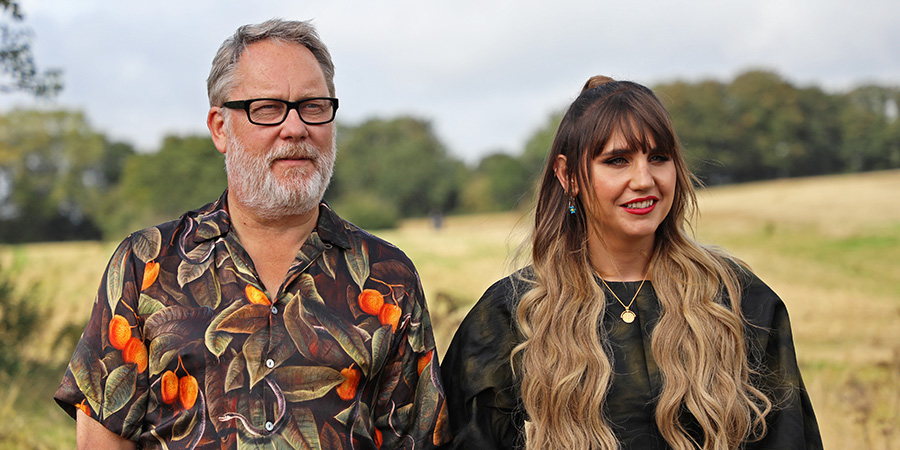 The Big Flower Fight. Image shows from L to R: Vic Reeves, Natasia Demetriou