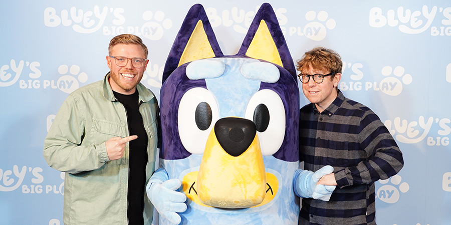 Bluey's Big Play. Image shows left to right: Rob Beckett, Josh Widdicombe. Credit: Ian West