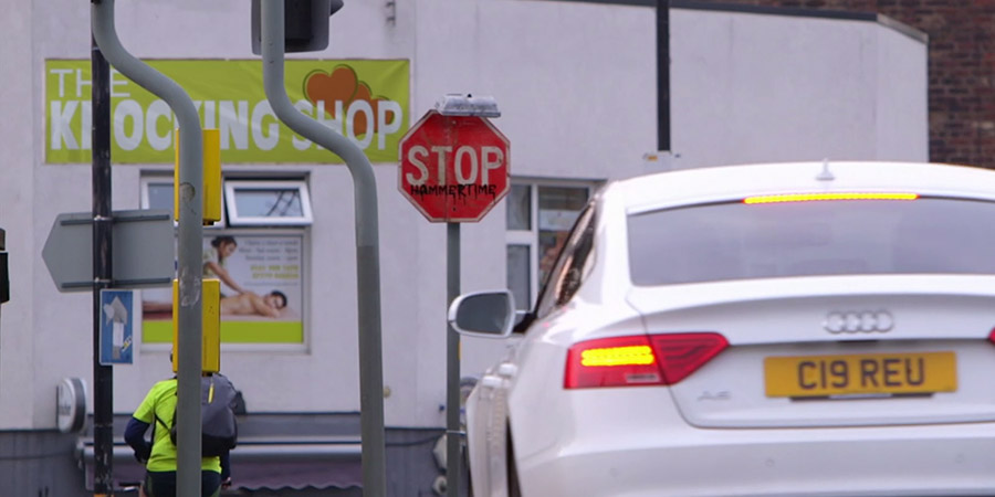 The Knocking Shop and Stop Hammertime sign