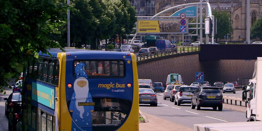 Magic bus with Beaver Liqueur advert