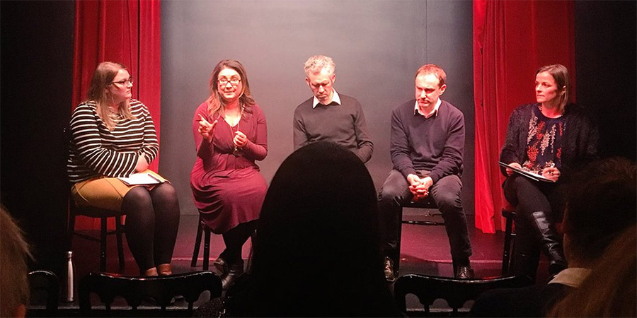 CCSR panel on Comedy, Populism and Brexit. Image shows from L to R: Ellie Tomsett, Ayesha Hazarika, Neil Archer, Simon Weaver, Sharon Lockyer. Copyright: Lynne Parker