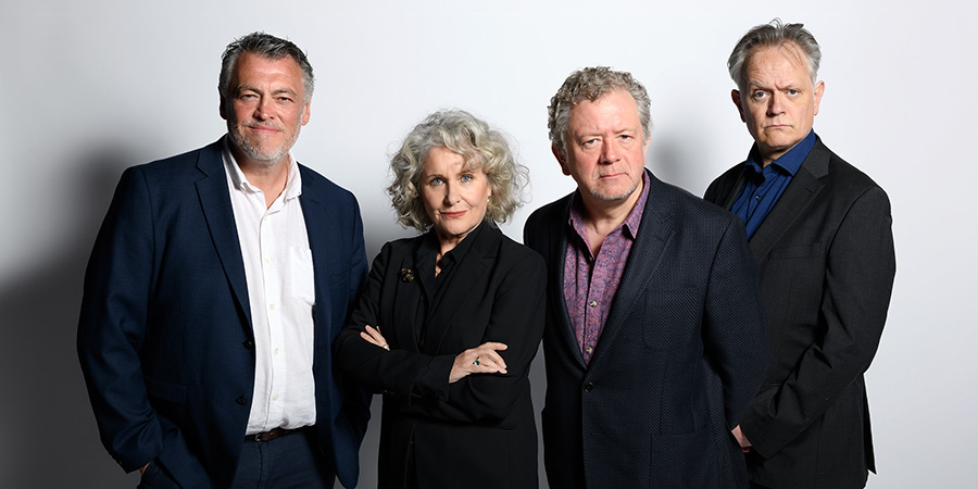 Dead Ringers: The 25th Anniversary Tour. Image shows left to right: Lewis Macleod, Jan Ravens, Jon Culshaw, Duncan Wisbey. Credit: Steve Ullathorne Dead Ringers: The 25th Anniversary Tour. Image shows left to right: Lewis Macleod, Jan Ravens, Jon Culshaw, Duncan Wisbey. Credit: Steve Ullathorne