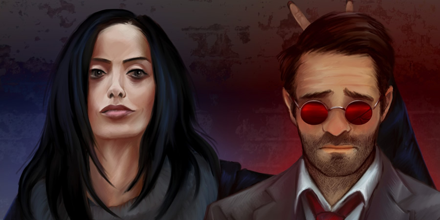 Defenders - Jessica Jones and Daredevil. Copyright: Hazelgee