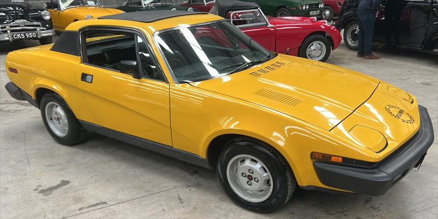 The Triumph TR7 driven by Lance, on sale from Matthewsons