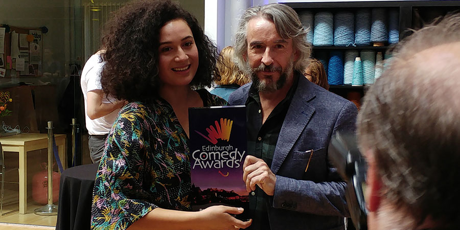 Steve Coogan with Rose Matafeo, winner of the Edinburgh Comedy Award for Best Show 2018. Image shows from L to R: Rose Matafeo, Steve Coogan. Copyright: BCG