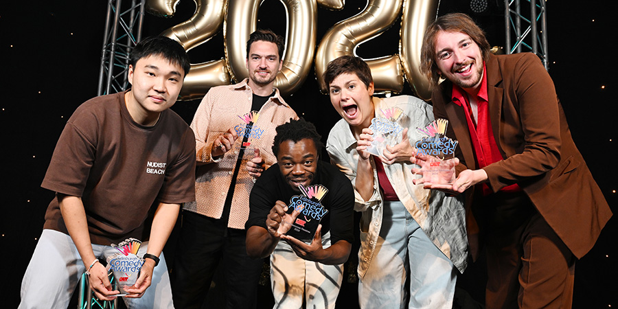 Edinburgh Comedy Awards 2024. Image shows left to right: Jin Hao Li, Jack Skipper, Demi Adejuyigbe, Abby Wambaugh, Joe Kent-Walters