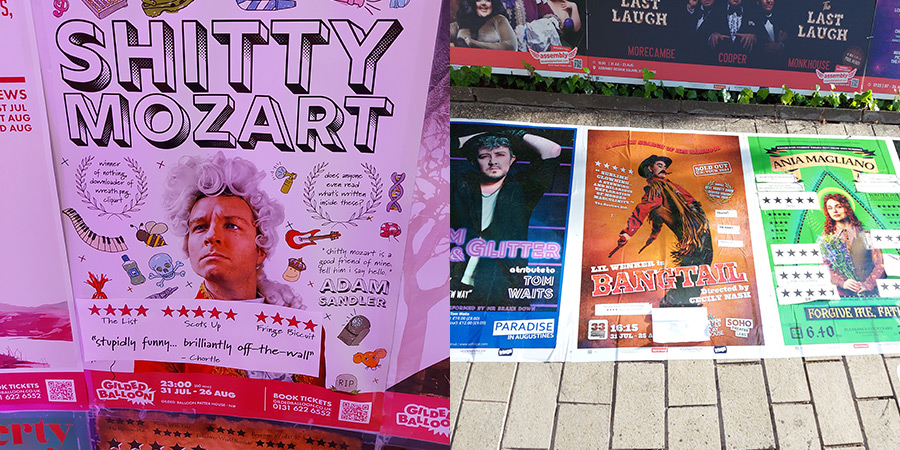 Shitty Mozart and Bangtail posters. Credit: Si Hawkins