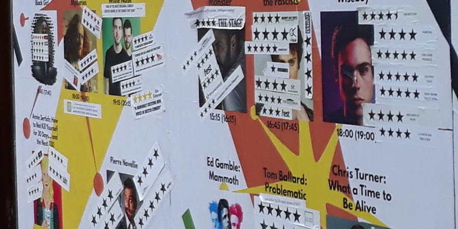 Pleasance Courtyard board covered in stars