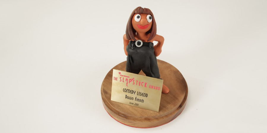 Dawn French Slapstick Comedy trophy. Copyright: Slapstick Festival