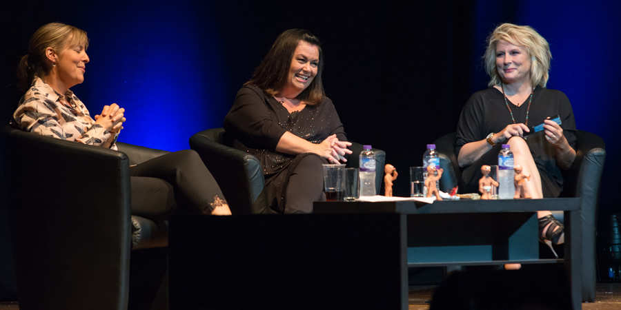 Image shows from L to R: Mel Giedroyc, Dawn French, Jennifer Saunders. Copyright: Slapstick Festival