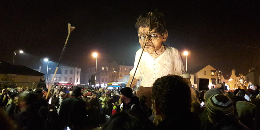 Macnas parade at Galway Comedy Festival 2018. Copyright: Si Hawkins / Hazelgee