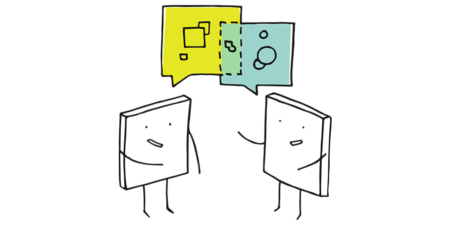 Animation of a discussion between two animated characters