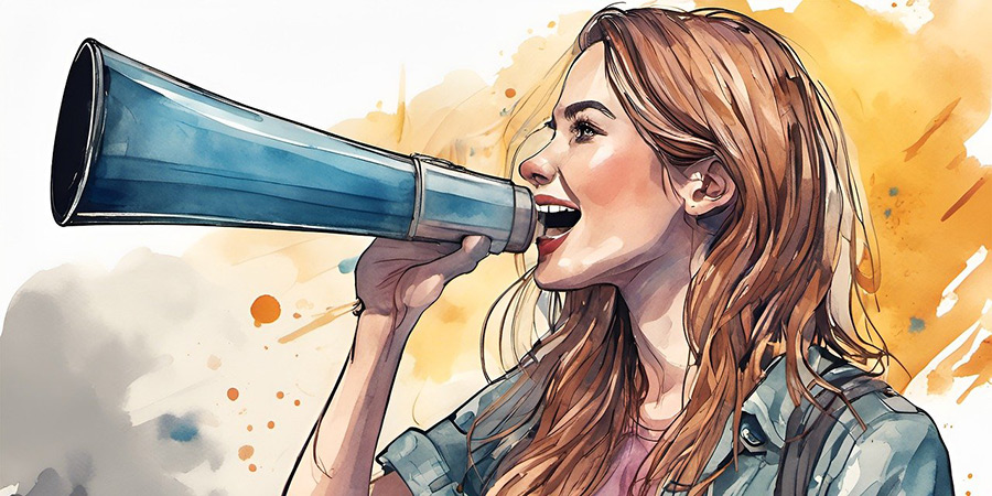 Illustration of a woman holding a megaphone