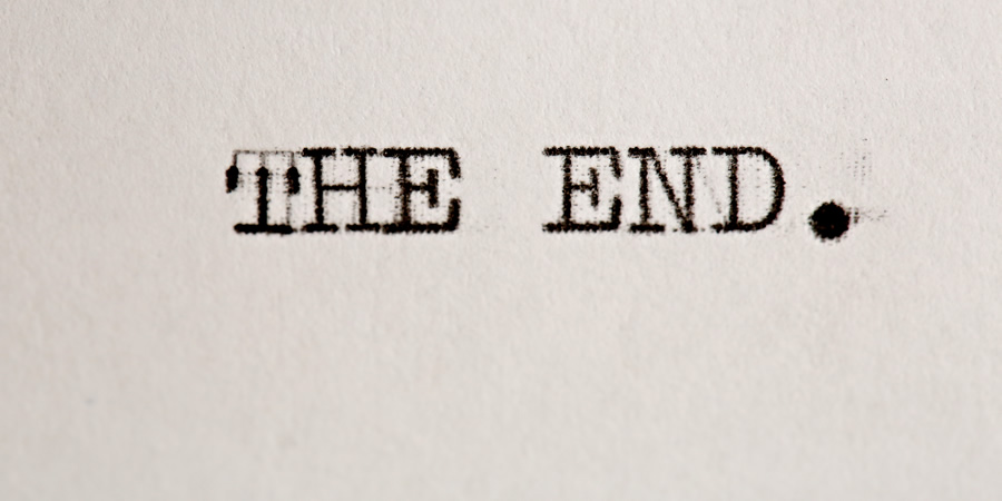 'The End.' written on a typewriter