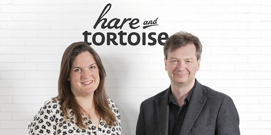 Hare and Tortoise. Image shows from L to R: Claire Nosworthy, Jon Rolph
