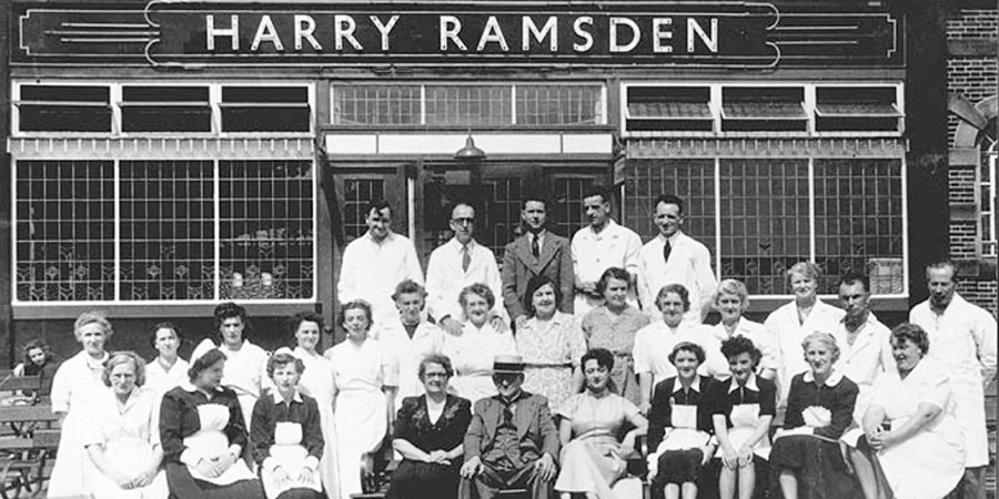 Harry Ramsden (bottom centre) and his staff outside their restaurant in 1952