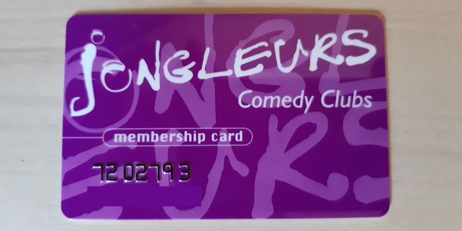 An old Jongleurs membership card