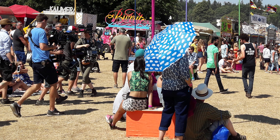 Filming taking place during Latitude 2018. Copyright: Hazel Gumble