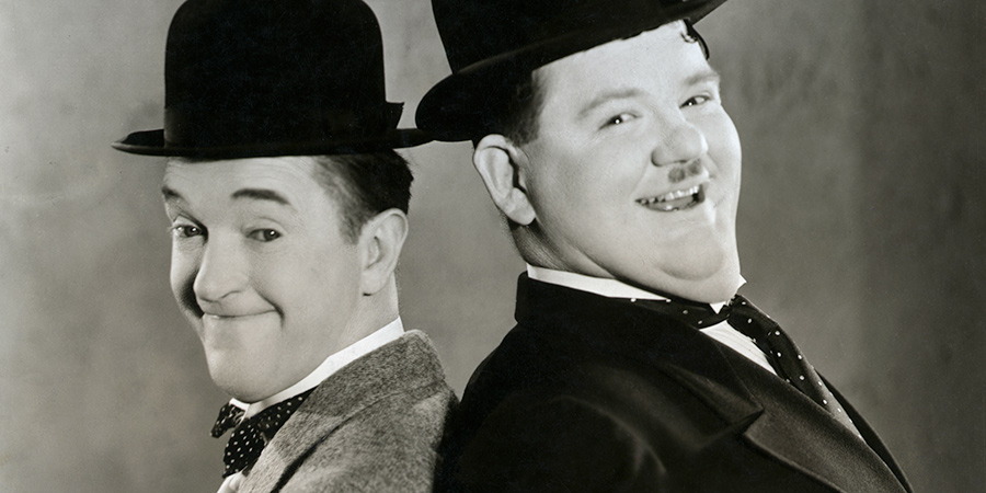 Image shows from L to R: Stan Laurel, Oliver Hardy