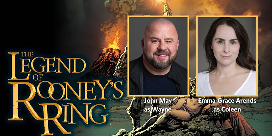 The Legend Of Rooney's Ring. Image shows left to right: John May, Emma Grace Arends