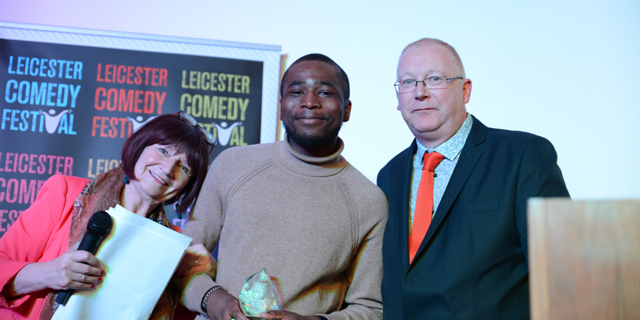 Leicester Comedy Festival awards 2019. Image shows from L to R: Janice Connolly, Michael Odewale