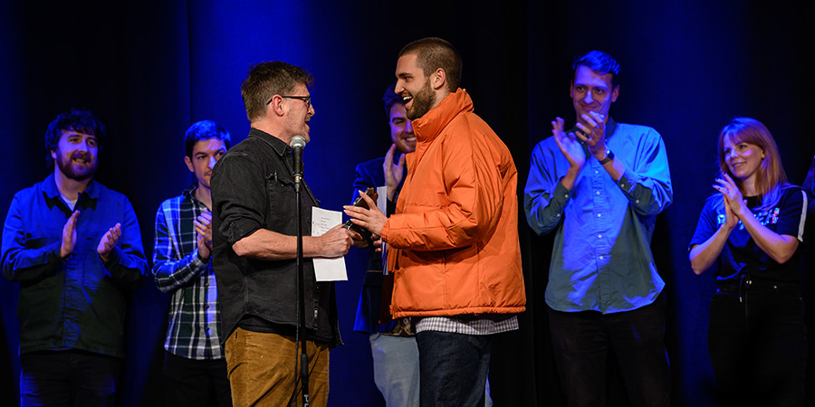 Leicester Square Theatre New Comedian Of The Year 2022. Image shows left to right: David Hardcastle, Will Owen. Credit: Steve Ullathorne