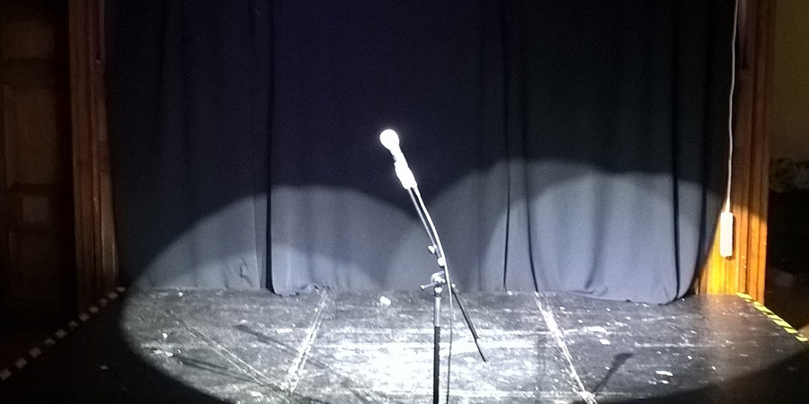 A microphone on a stage. Copyright: Ian Wolf