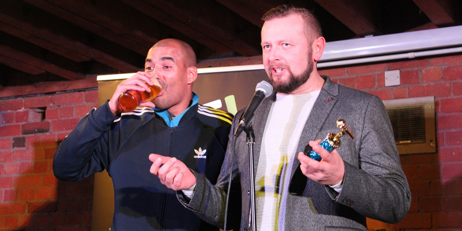 FAF Comedy - Midlands Comedy Awards 2016. Image shows from L to R: Masai Graham, Stewart Coleman. Copyright: Pete Prodge